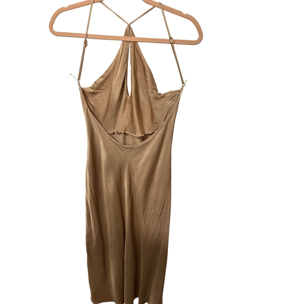 Lulus Champagne Halter Maxi Dress Open Back Formal Size M - Picture 3 of 6